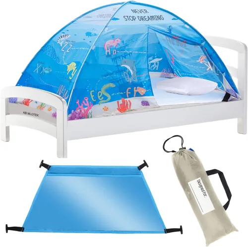 Miniatura 12 de Tienda de campaña de cama individual con diseño de animales para niños - Tiendas de ensueño mágicas para niños, toldo emergente para cama de niña