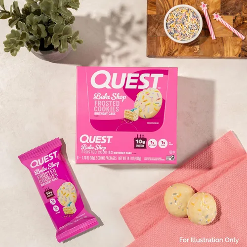 Miniatura 7 de Quest Nutrition Frosted Cookies Twin Pack, Pastel de Cumpleaños, 1g de Azúcar, 10g de Proteína, 2g de Carbohidratos Netos, Sin Gluten, 8
