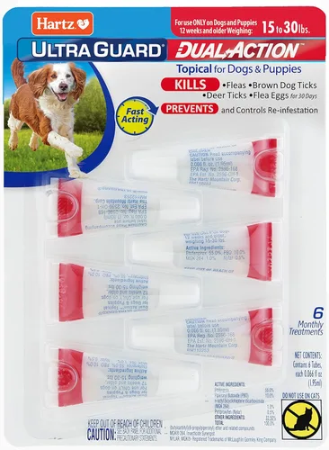 Miniatura 10 de Hartz UltraGuard - Tratamiento tópico para pulgas y garrapatas de doble acción para perros y prevención de pulgas y garrapatas, 6 meses, perros de 5
