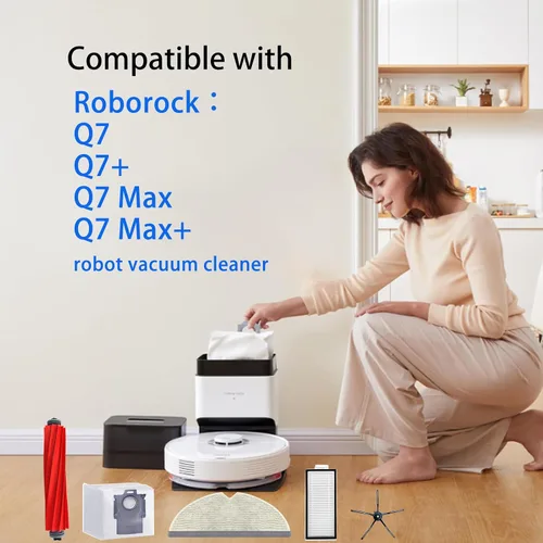 Miniatura 2 de Eifrthe Piezas de repuesto Q7 compatibles con Roborock Q7 Q7+ Q7 Max Q7 Max+ Robot Aspirador, 2 cepillos principales, 6 almohadillas de tela