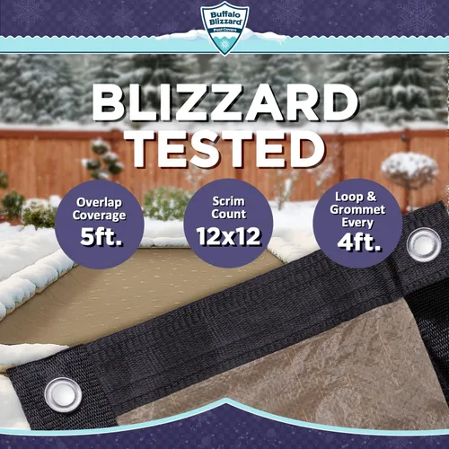 Miniatura 3 de Buffalo Blizzard Supreme Plus - Cubierta rectangular para piscina de invierno de 12 pies x 20 pies, color tostado/plateado, resistente para piscinas