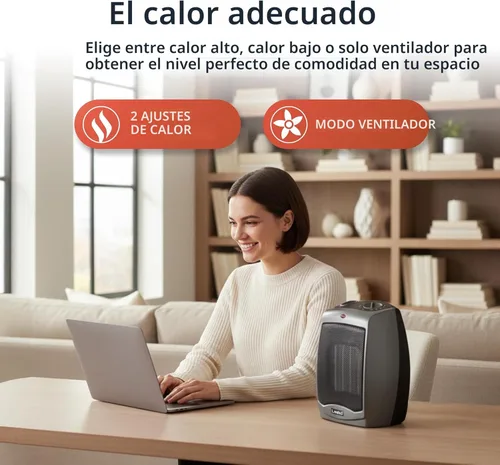 Miniatura 3 de Lasko Calentador eléctrico portátil de cerámica para interiores con interruptor de seguridad contra vuelco, protección contra sobrecalentamiento