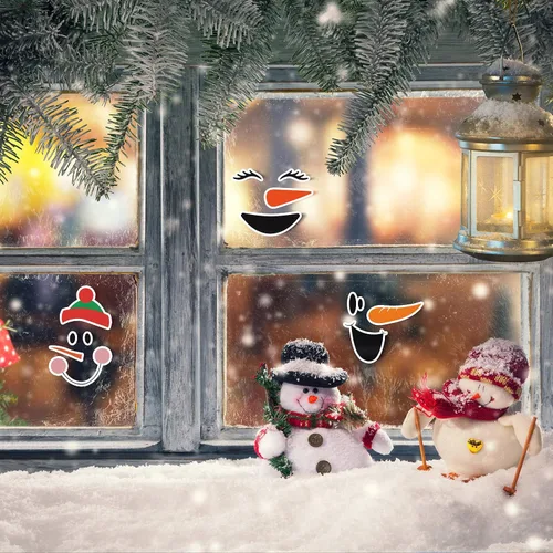Miniatura 4 de 36 calcomanías de vinilo de Navidad con caras de muñeco de nieve para manualidades, calcomanías de cara de muñeco de nieve, botellas de agua