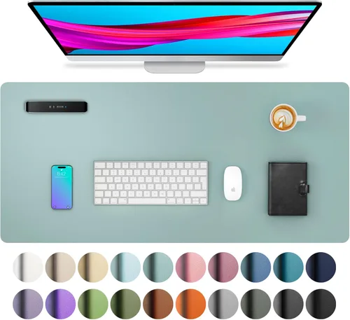 Miniatura 124 de Aothia - Protector de escritorio de cuero sintético, base para mouse, superficie antideslizante e impermeable para escribir y para laptop