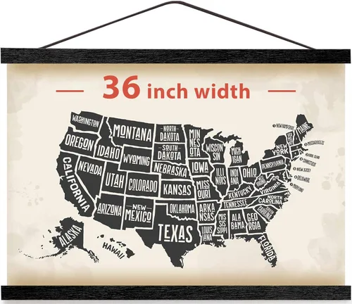 Miniatura 19 de Colgador magnético para póster con marco para 24x36 24x30 24x32 pósters de películas y música, marcos de madera de teca para lienzo grande, mapa