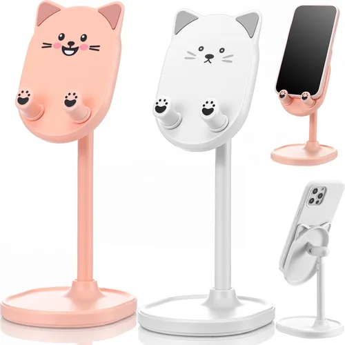 Miniatura 9 de Kathfly Paquete de 2 bonitos soportes para teléfono, soporte ajustable para teléfono de conejito para escritorio, soporte Kawaii, accesorios