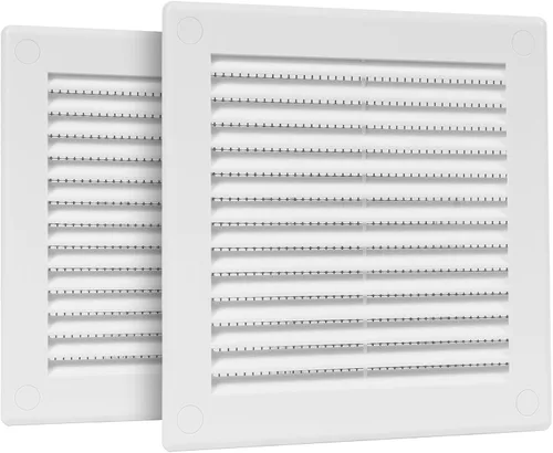 Miniatura 34 de Paquete de 2 cubiertas cuadradas de ventilación de aire de 4" x 4" (tamaño exterior) - Deflector de ventilación de plástico negro - Malla
