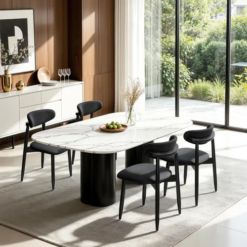 Miniatura 34 de CHUN YI Juego de 2 sillas de comedor tapizadas de madera maciza, sillas auxiliares de cocina de tela moderna de mediados de siglo con respaldo Beige