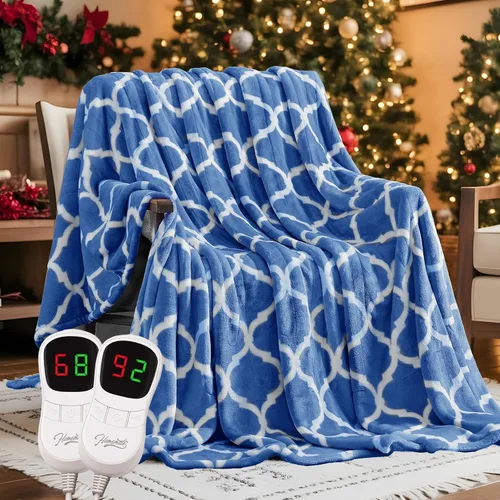 Miniatura 30 de Homemate - Manta eléctrica térmica de franela suave - 50"x60" con 10 niveles de calor rápido, 8 horas de apagado automático, protección contra