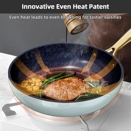 Miniatura 7 de Nuwave Lux LE - Juego de utensilios de cocina de 13 piezas con elegante mango dorado, cerámica antiadherente con infusión de diamante, sin PFAS