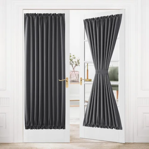 Miniatura 181 de DWCN Cortinas para puerta francesa: cortina térmica con bolsillo para barra para puertas con ventana de vidrio, puertas de cocina y patio
