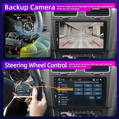 Miniatura 5 de Estéreo de coche de 9 pulgadas con pantalla táctil de un solo DIN compatible con Apple Carplay y Android Auto, radio de coche Bluetooth con cámara