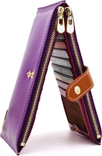 Miniatura 13 de ANDOILT - Cartera de cuero genuino para mujer con bloqueo RFID para tarjeta de crédito con cremallera