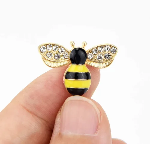 Miniatura 6 de Pistha 40 dijes de abeja esmaltados con diamantes de imitación, adornos de abeja de aleación para proyectos de manualidades, multicolor (amarillo)