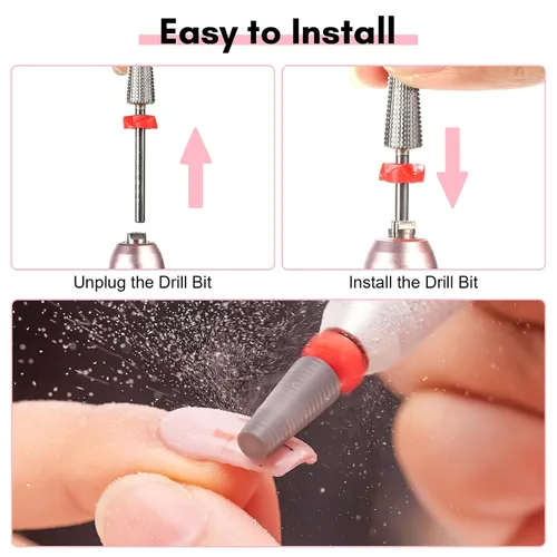 Miniatura 7 de Makartt Brocas para Uñas 5 en 1, Vástago de 3/32", Brocas Cónicas de Carburo de Tungsteno para Uñas para Eliminación Rápida de Uñas Acrílicas, Geles