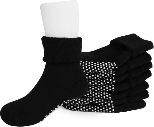 Miniatura 5 de VWU - Medias de altura media con antideslizante, de algodón grueso y cálido, unisex, talla 0-6T, paquete de 6 pares