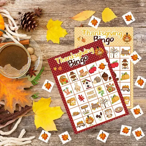 Miniatura 3 de Fancy Land Juego de bingo de Acción de Gracias para niños, 24 jugadores, 8 diseños, multicolor para actividades escolares, fiestas, suministros