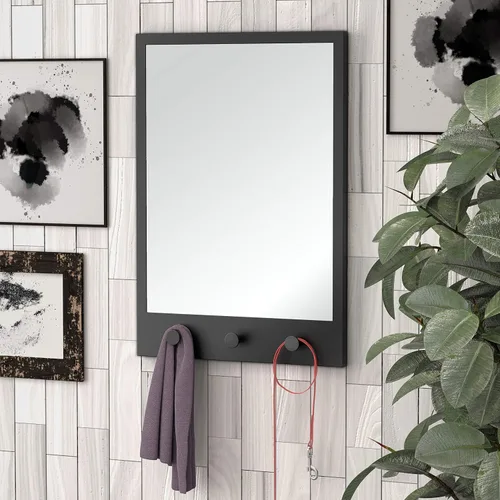 Gatco 1836MX Glam - Espejo rectangular enmarcado con ganchos, 29 pulgadas, color negro mate