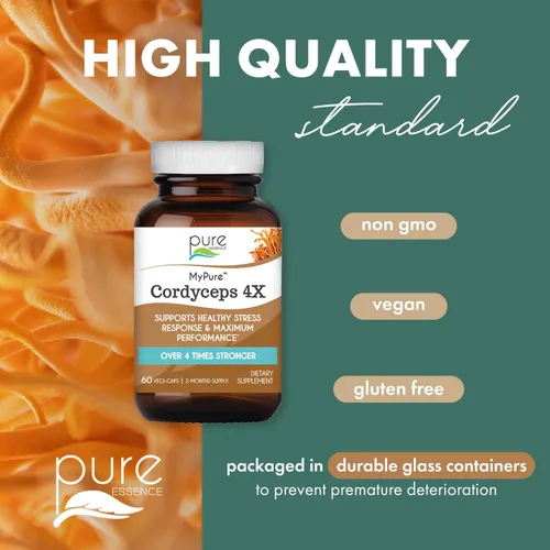 Miniatura 5 de PURE ESSENCE LABS MyPure Cordyceps 4X Champiñones - Suplementos concentrados en polvo de hongos Cordyceps para el sistema inmunológico, respuesta al