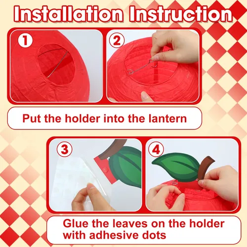 Miniatura 5 de Retisee 12 Piezas Faroles de Papel en Forma de Manzana Roja de 10 Pulgadas Decoración de Aula Decoración Colgante de Regreso a la Escuela