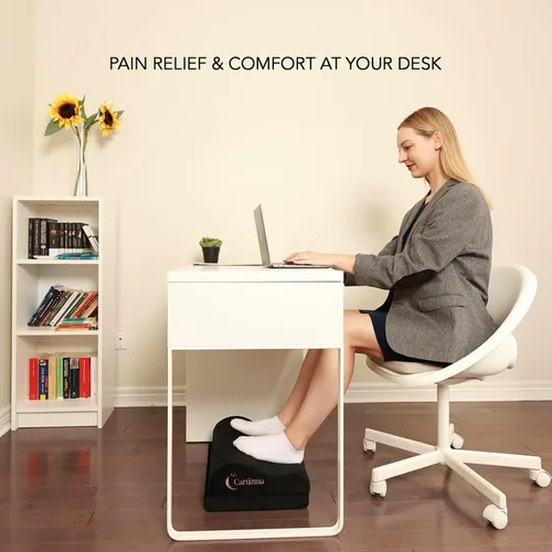 Miniatura 8 de Reposapiés para debajo del escritorio en el trabajo, reposapiés ergonómico para aliviar el dolor con fundas lavables, reposapiés antideslizante Negro