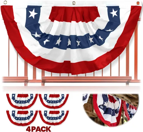 Miniatura 9 de Anley Bandera de abanico plisada de Estados Unidos, 3 x 6 pies, banderas patrióticas de Estados Unidos, estrellas y rayas patrióticas, color nítido