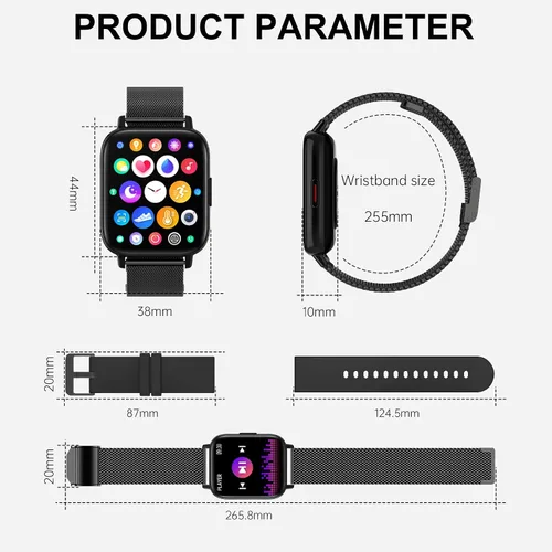 Miniatura 7 de Reloj inteligente para mujer (respuesta/hacer llamadas) 1.7 pulgadas pantalla táctil rastreador de fitness con paso de calorías reloj digital