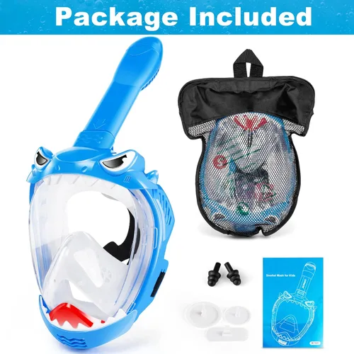 Miniatura 7 de Full Face Snorkel Mask for Kids with 180° Panoramic View, Snorkeling Set Featuring Anti-Leak and Anti-Fog Foldable Dry Top Design for Safe