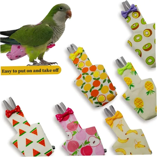 Miniatura 6 de 6 pañales lavables para pájaros, con forro impermeable y correas ajustables, pañales suaves reutilizables para periquitos, periquitos, mini