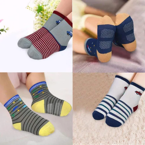 Miniatura 4 de Calcetines SkiBeaut para niño 12 pares de calcetines antideslizantes para niño calcetines de algodón con adherencia para niños de 1-3 3-5 5-7 años