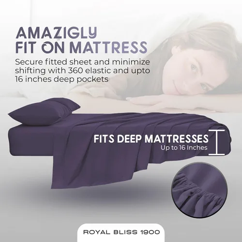 Miniatura 6 de Juego de sábanas King Size con cabecera dividida flexible superior - Sábanas de cama ultrasuaves de calidad egipcia Doble cepillado Bolsillos