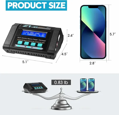 Miniatura 7 de 100W 10A AC/DC 1-6S Lipo cargador de batería descargador Smart Balance Lipo cargador para LiPo LiHV Life NiMH NiCd Pb para Hobby RC Car Boat Drone