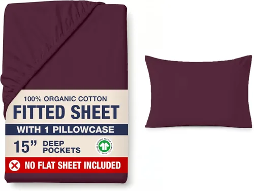 Miniatura 17 de LANE LINEN Sábanas ajustadas tamaño king, 100% algodón orgánico, juego de 3 piezas (1 sábana ajustada, 2 fundas de almohada), tejido percal, ultra