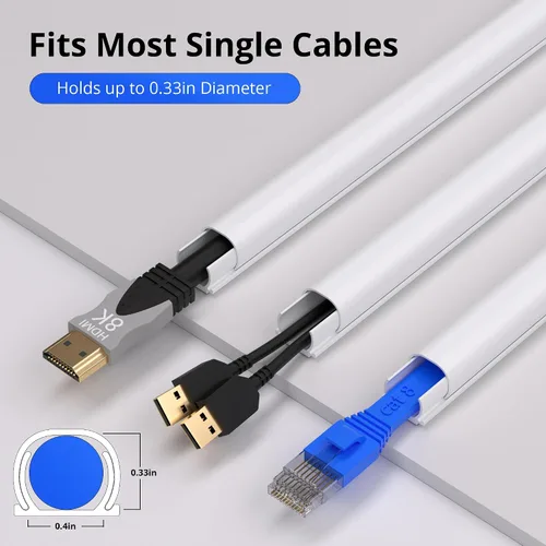 Miniatura 2 de ZhiYo Ocultador de cable de 85 pulgadas para un cable, cubiertas de cable autoadhesivas para cables en la pared, cubiertas de cable de TV pintables