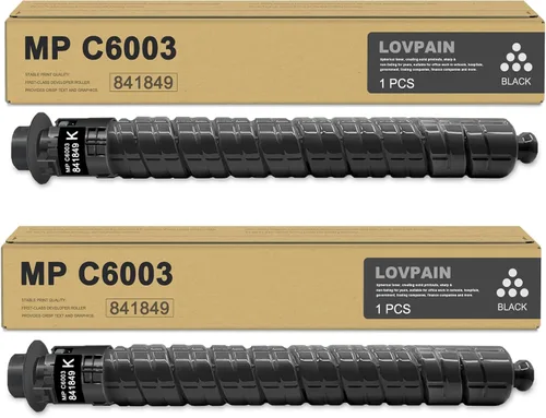 MP C6003 - Cartucho de tóner negro de alto rendimiento, paquete de 2: cartucho de tóner MPC6003 841849 (hasta 33,200 páginas) de repuesto para