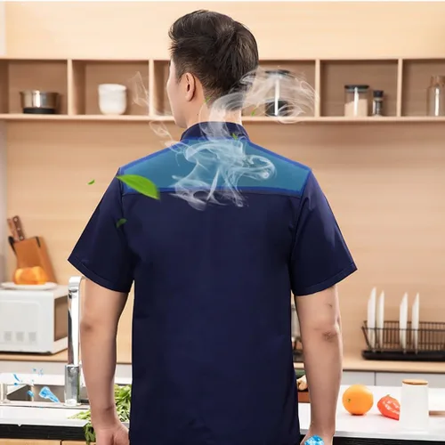 Miniatura 6 de Mujeres Hombres Chef Uniformes Manga Corta Chef Ropa Botón Chef Abrigos Ropa para Restaurante Hotel Hogar