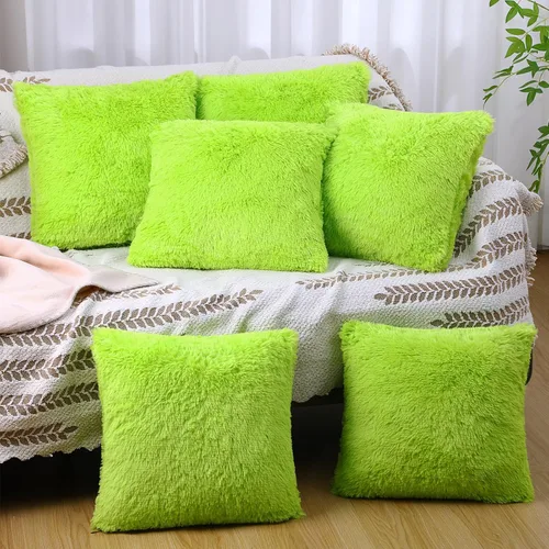 Miniatura 13 de VitalCozy 6 fundas de almohada de piel sintética esponjosa para sofá, cojín cuadrado de 18 x 18 pulgadas, almohada decorativa de lujo, suave