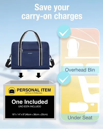 Miniatura 2 de BAGSMART Bolsa de lona para hombre y mujer, Azul marino, Bolsa de viaje