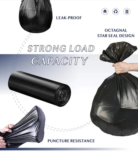 Miniatura 4 de FORID Bolsas de basura pequeñas negras, bolsas de basura de 4 galones, 220 forros de plástico resistentes para cubos de basura de 15 litros