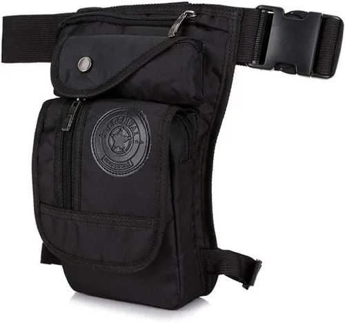 Miniatura 13 de Riñonera para muslos al aire libre para hombres y mujeres, riñonera para montar en motocicleta, bandolera para montar al hombro, senderismo, 01-Negro