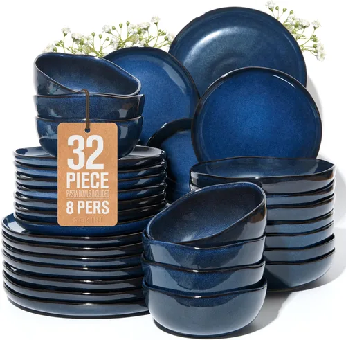 Miniatura 13 de Pokini - Juegos de vajilla de gres para cena, juego de platos y cuencos de cerámica, platos de cocina aptos para microondas y lavavajillas, platos