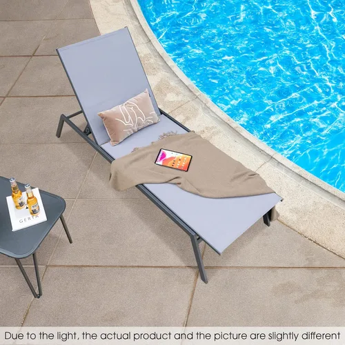 Miniatura 4 de COSTWAY Sillón reclinable para patio, con respaldo ajustable de 6 posiciones, para jardín y piscina