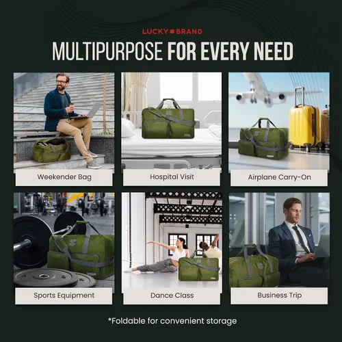 Miniatura 2 de Lucky Travel - Bolsa de lona de 65 L, bolsa de gimnasio y bolsa de lona para hombres, bolsa plegable para mujeres y hombres con correa de hombro