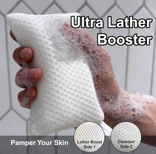 Miniatura 4 de Paquete de 2 bolsas de jabón exfoliante para jabón en barra, limpiador de baño de lufa para jabón en barra en una cuerda. 2 niveles de rugosidad