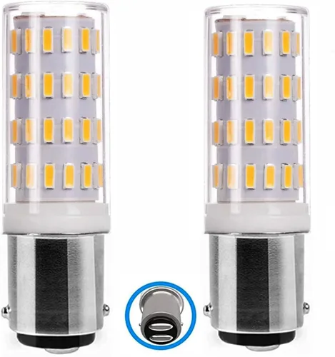 Ba15d 1142 12V-24V bajo voltaje 1004 1076 Bombilla LED blanco cálido 3000K, equivalente a bayoneta de doble contacto 45W, para remolque de caravana,