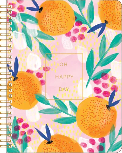 Compendium Cuaderno de espiral - Oh, Happy Day — Un cuaderno de espiral de diseñador con 192 páginas rayadas, rayas universitarias, 7.0 pulgadas de