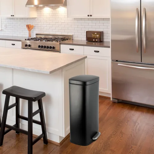 Miniatura 7 de Cubo de Basura, Cubo de Basura de Cocina de Acero Inoxidable, Cubo de Residuos con Pedal con Tapa con Bisagras y Cubo Interior Extraíble, Cierre