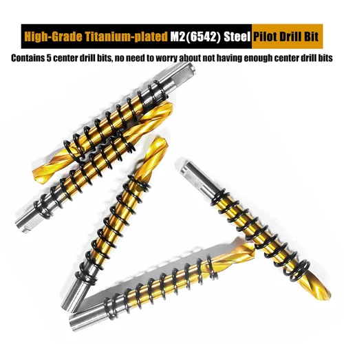 Miniatura 4 de ASNOMY 5 brocas piloto de acero M2 chapado en titanio para sierra de agujero, broca central para metal, acero, hierro, madera, plástico