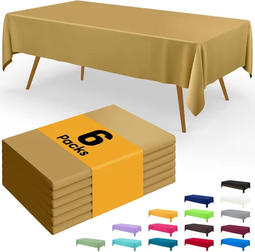 Miniatura 144 de Smiry - Juego de 6 manteles desechables, 54 x 78 pulgadas, manteles impermeables rectangulares para fiestas, cubierta de mesa de plástico