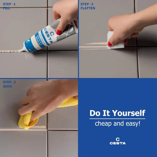 Miniatura 2 de Kit de reparación de lechada de azulejos CESTA – Tubo de exprimir, secado rápido, pintura de lechada impermeable para restaurar y renovar líneas
